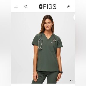 Figs Catarina Scrub Top in Moss